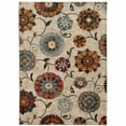 thumbnail image 1 of HomeRoots 510682 4 x 6 ft. Ivory Blue Gold Green Orange Rust & Teal Floral Power Loom Stain Resistant Rectangle Area Rug, 1 of 5