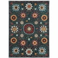 thumbnail image 1 of HomeRoots 510704 5 x 8 ft. Teal Blue Rust Gold & Ivory Floral Power Loom Stain Resistant Rectangle Area Rug, 1 of 5