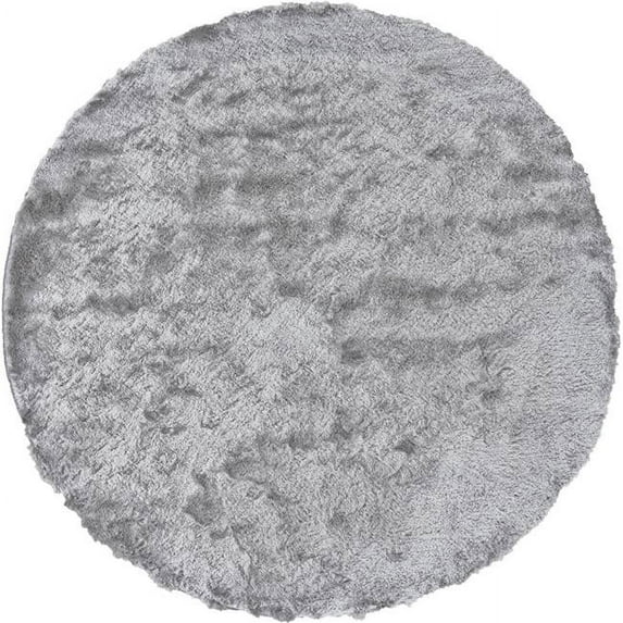HomeRoots 510995 10 ft. Gray & Silver Shag Hand Tufted Handmade Round Area Rug