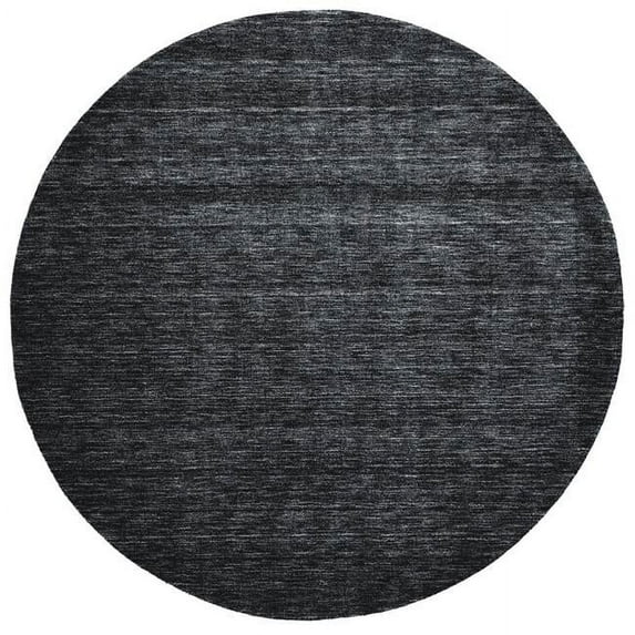 HomeRoots 511048 10 ft. Black Wool Hand Woven Stain Resistant Round Area Rug