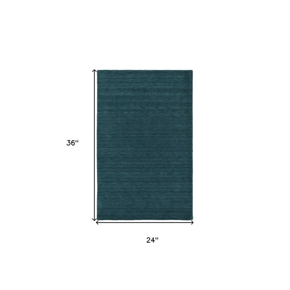 HomeRoots 511097 2 x 3 ft. Blue & Green Wool Hand Woven Stain Resistant Rectangle Area Rug