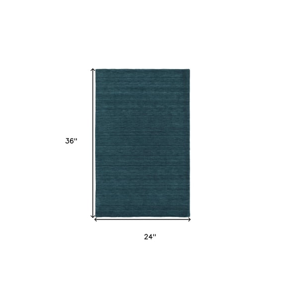 HomeRoots 511097 2 x 3 ft. Blue & Green Wool Hand Woven Stain Resistant Rectangle Area Rug