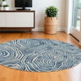 thumbnail image 1 of HomeRoots 511114 10 ft. Ivory & Blue Round Geometric Hand Tufted Area Rug, 1 of 1