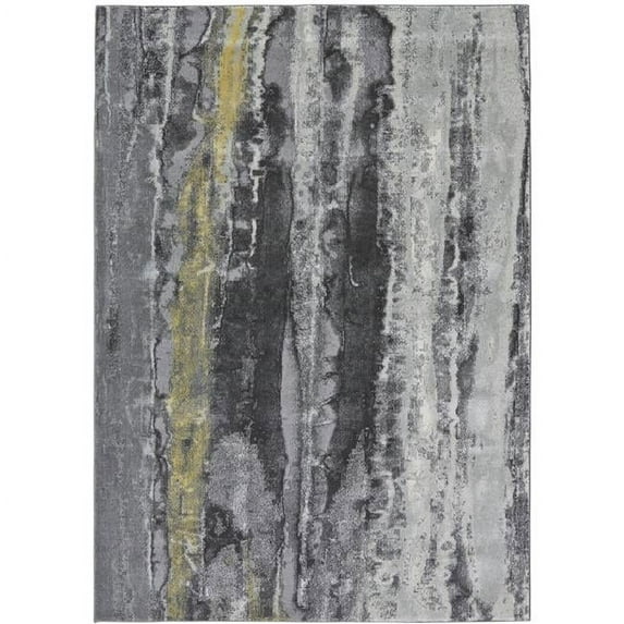 HomeRoots 511175 8 x 11 ft. Gray & Black Abstract Stain Resistant Rectangle Area Rug