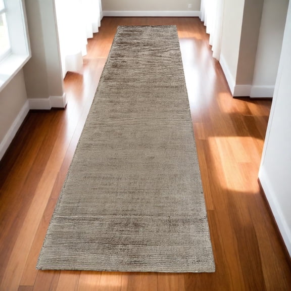 HomeRoots 511341 10 ft. Ivory & Tan Hand Woven Runner Rug