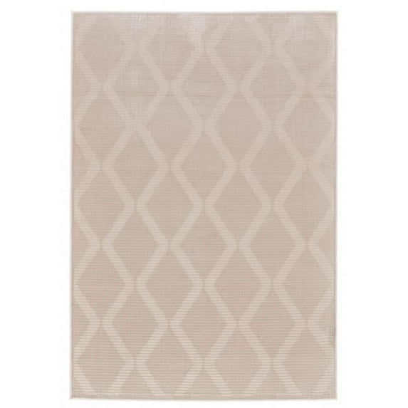 HomeRoots 511369 10 x 13 ft. Ivory & Tan Geometric Stain Resistant Rectangle Area Rug