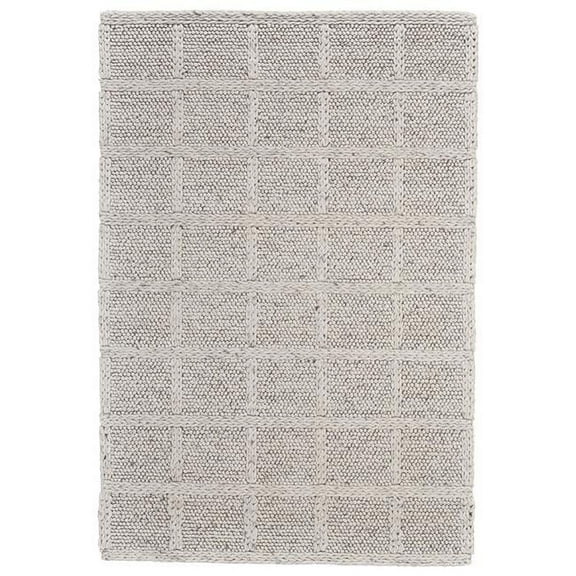 HomeRoots 511402 4 x 6 ft. Ivory & Gray Wool Plaid Hand Woven Stain Resistant Rectangle Area Rug