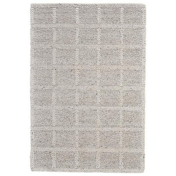 HomeRoots 511405 10 x 13 ft. Wool Plaid Hand Woven Stain Resistant Area Rug, Ivory & Gray