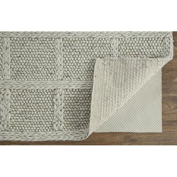 HomeRoots 511406 2 x 3 ft. Ivory & Gray Wool Plaid Hand Woven Stain Resistant Rectangle Area Rug