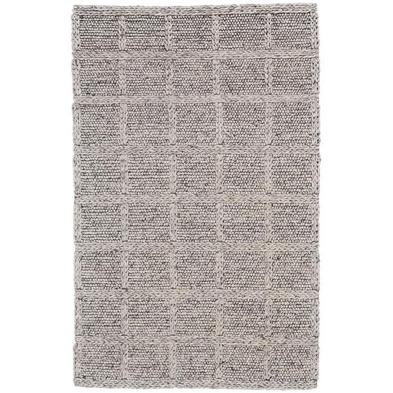 HomeRoots 511410 10 x 13 ft. Ivory Gray & Black Wool Plaid Hand Woven Stain Resistant Rectangle Area Rug