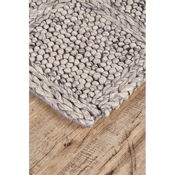 HomeRoots 511412 2 x 3 ft. Ivory Gray & Black Wool Plaid Hand Woven Stain Resistant Rectangle Area Rug