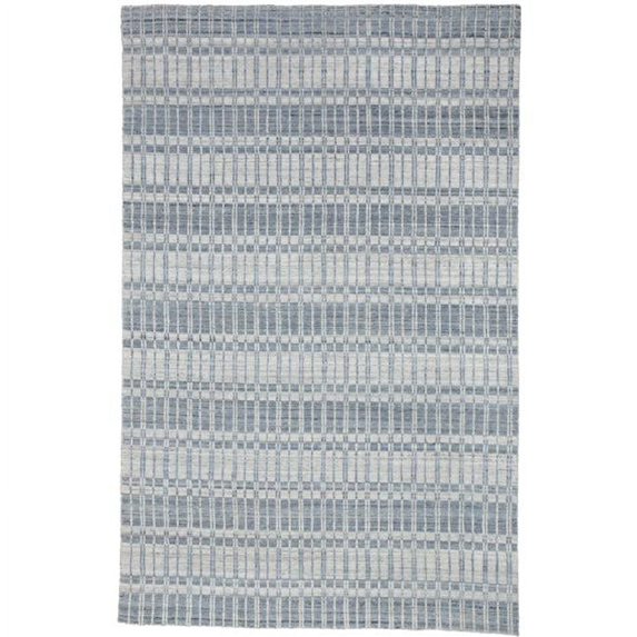 HomeRoots 511446 10 x 14 ft. Blue Gray & Ivory Striped Hand Woven Rectangle Area Rug