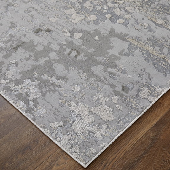 HomeRoots 511532 8 x 10 ft. Silver Gray & White Abstract Rectangle Area Rug