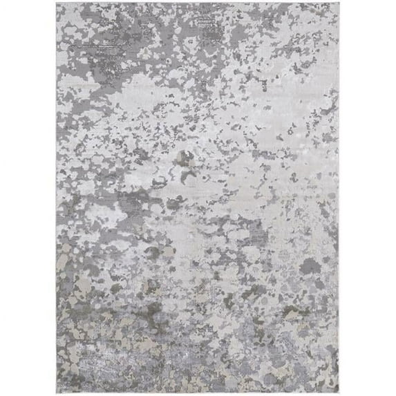 HomeRoots 511534 9 x 12 ft. Silver Gray & White Abstract Rectangle Area Rug