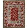 thumbnail image 1 of HomeRoots 511606 8 x 10 ft. Wool Floral Hand Knotted Distressed Stain Resistant Rectangle Area Rug with Fringe, Red, Blue & Brown, 1 of 5