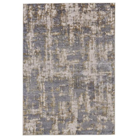 HomeRoots 511781 10 x 13 ft. Gray & Gold Abstract Stain Resistant Rectangle Area Rug