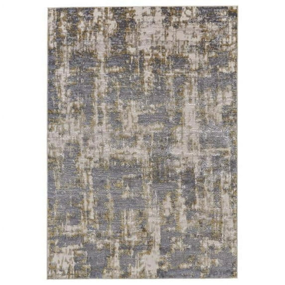 HomeRoots 511781 10 x 13 ft. Gray & Gold Abstract Stain Resistant Rectangle Area Rug