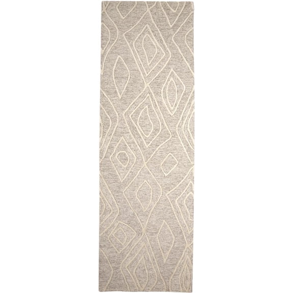 HomeRoots 511872 8 ft. Ivory & Tan Geometric Hand Tufted Runner Rug