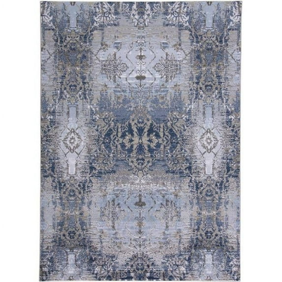 HomeRoots 511883 10 x 14 ft. Blue Gray & Taupe Abstract Stain Resistant Rectangle Area Rug