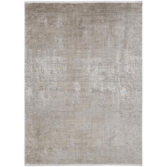 HomeRoots 512123 13 x 20 ft. Tan, Ivory & Gray Abstract Power Loom Distressed Area Rug
