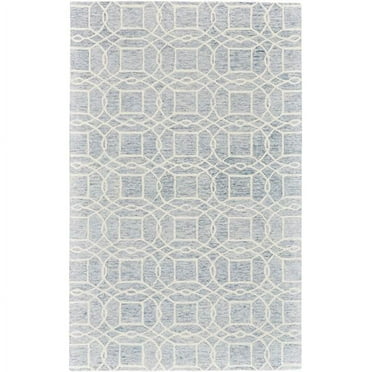 HomeRoots 512176 5 x 8 ft. Gray & Ivory Wool Geometric Hand Tufted Handmade Stain Resistant Rectangle Area Rug