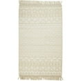 thumbnail image 1 of HomeRoots 512369 8 x 10 ft. Ivory & Tan Wool Geometric Hand Woven Rectangle Area Rug with Fringe, 1 of 5