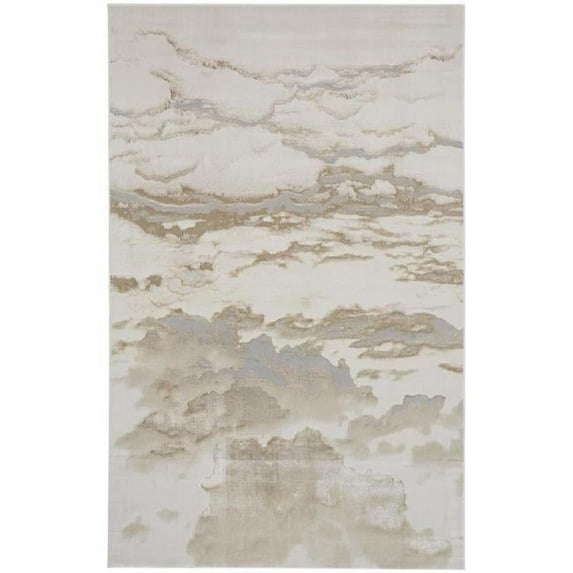 HomeRoots 512937 0.39 x 156 x 240 in. Ivory Tan & Gray Abstract Rectangle Area Rug