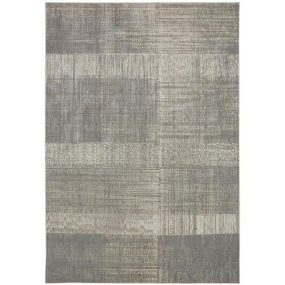 HomeRoots 512962 10 x 13 ft. Gray & Ivory Abstract Stain Resistant Rectangle Area Rug