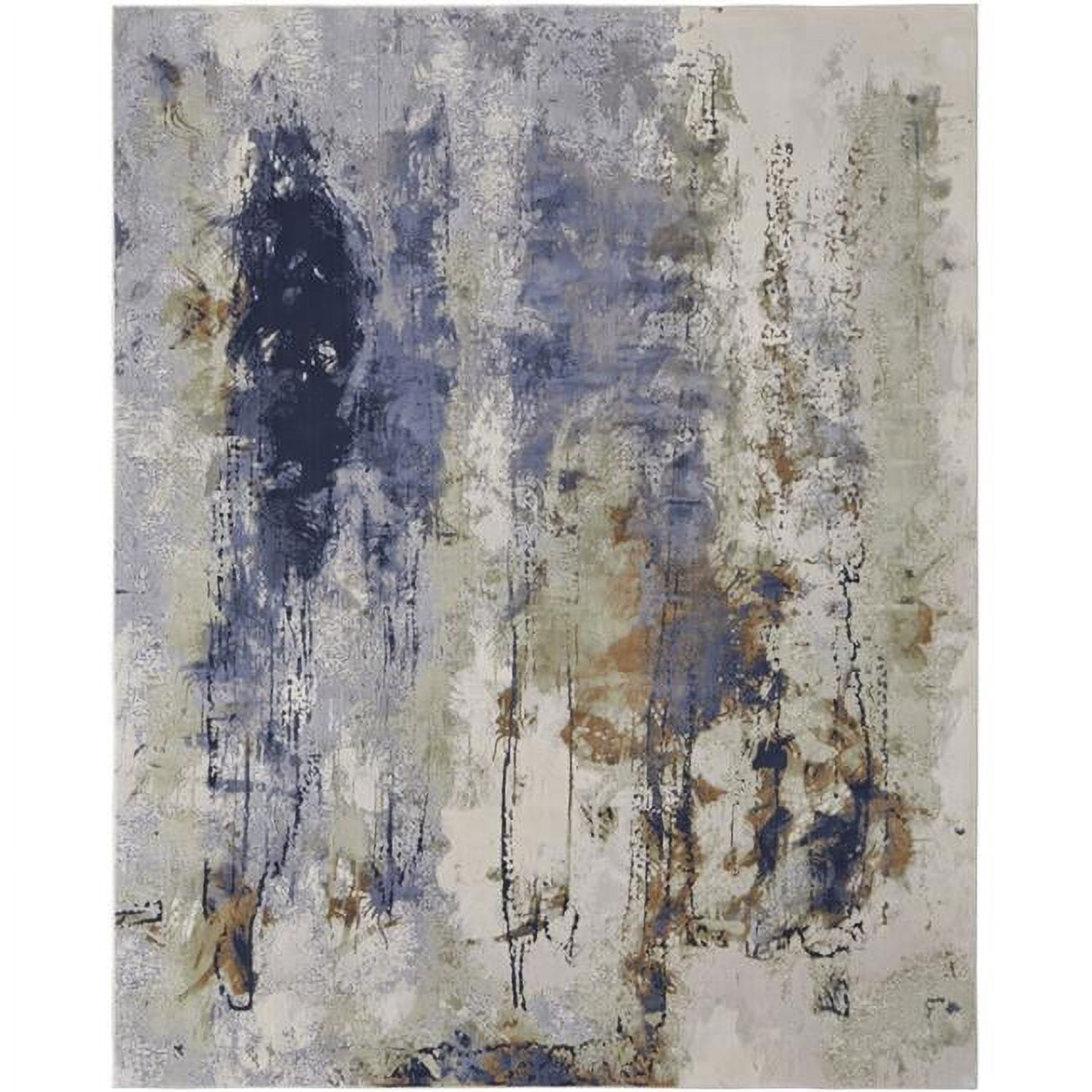 HomeRoots 513157 10 x 13 ft. Blue Orange & Ivory Abstract Power Loom ...