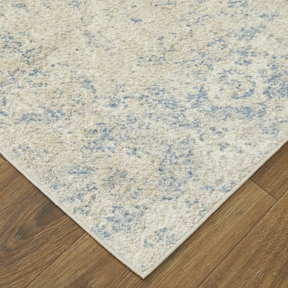 HomeRoots 513247 8 x 10 ft. Blue & Ivory Abstract Power Loom Distressed Rectangle Area Rug