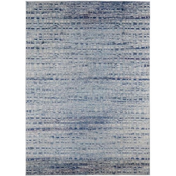 HomeRoots 513454 10 x 14 ft. Blue & Ivory Abstract Power Loom Stain Resistant Rectangle Area Rug