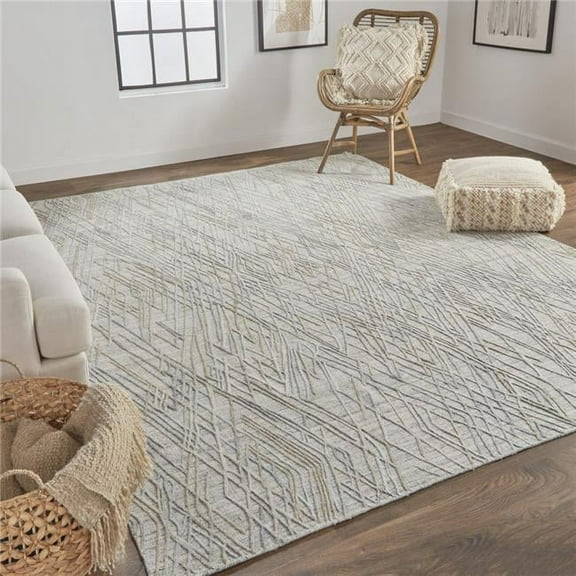 HomeRoots 513548 10 x 14 ft. Gray & Blue Abstract Hand Woven Rectangle Area Rug