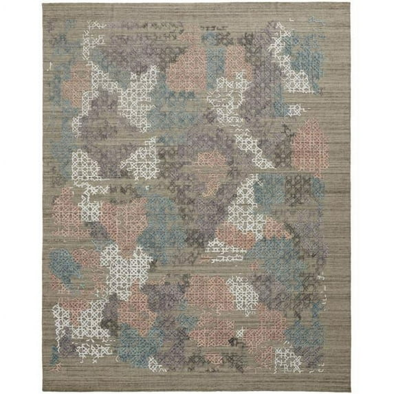 HomeRoots 513593 10 x 14 ft. Pink Blue & Taupe Abstract Hand Woven Rectangle Area Rug