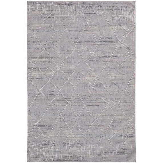 HomeRoots 513719 9 x 12 ft. Gray Striped Power Loom Distressed Stain Resistant Rectangle Area Rug