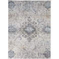 thumbnail image 1 of HomeRoots 513833 7 x 10 ft. Ivory Taupe & Blue Floral Power Loom Distressed Stain Resistant Rectangle Area Rug, 1 of 8