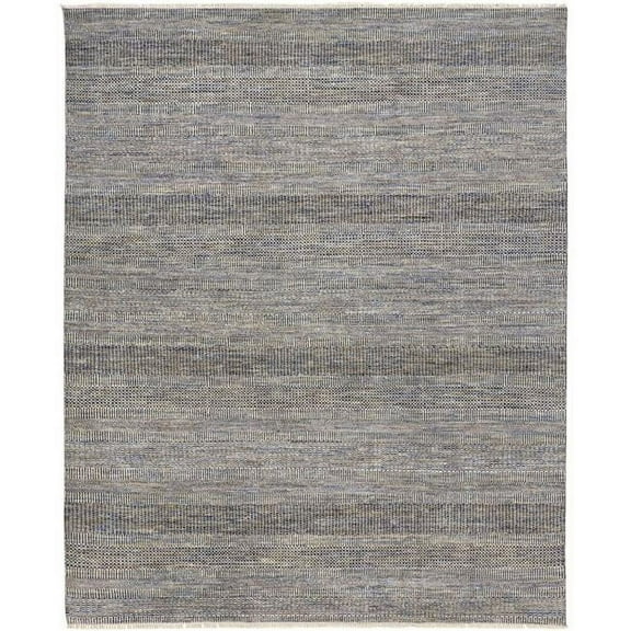 HomeRoots 513868 12 x 15 ft. Silver Wool Striped Hand Knotted Rectangle Area Rug
