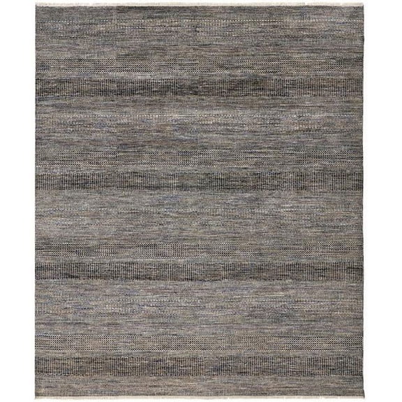 HomeRoots 513874 12 x 15 ft. Gray Wool Striped Hand Knotted Rectangle Area Rug