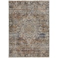 thumbnail image 1 of HomeRoots 513972 12 x 15 ft. Tan Orange & Blue Floral Power Loom Distressed Rectangle Area Rug with Fringe, 1 of 8