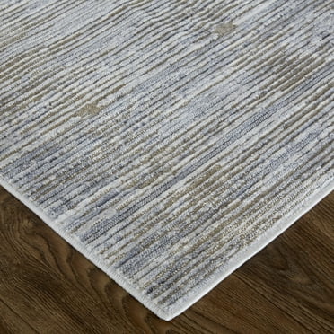 HomeRoots 514202 2 x 3 ft. Taupe Silver & Tan Abstract Power Loom Rectangle Area Rug