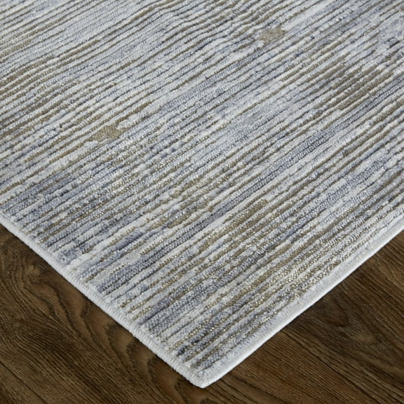 HomeRoots 514202 2 x 3 ft. Taupe Silver & Tan Abstract Power Loom Rectangle Area Rug