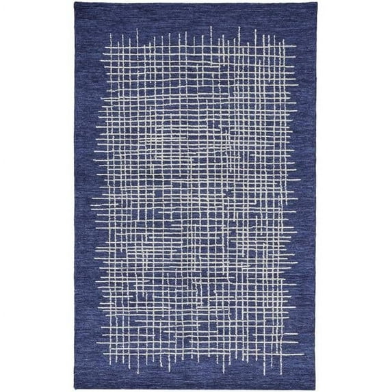 HomeRoots 514362 10 x 14 ft. Blue & Ivory Wool Plaid Hand Tufted Handmade Stain Resistant Rectangle Area Rug