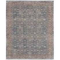 HomeRoots 514472 12 x 15 ft. Blue & Red Floral Power Loom Stain Resistant Rectangle Area Rug