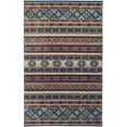 thumbnail image 1 of HomeRoots 514619 5 x 8 ft. Blue Red & Ivory Geometric Power Loom Distressed Stain Resistant Rectangle Area Rug, 1 of 8