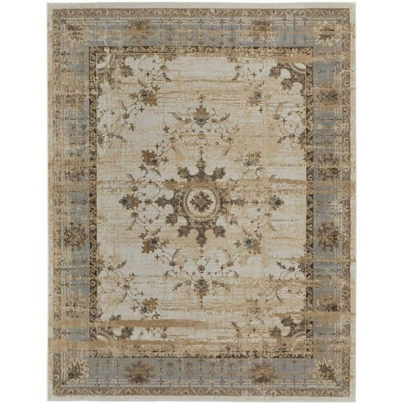 HomeRoots 515036 10 x 14 ft. Tan Brown & Gray Power Loom Distressed Rectangle Area Rug