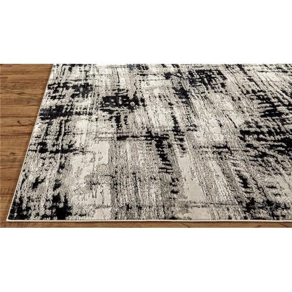 HomeRoots 515297 2 x 3 ft. Black White & Gray Stain Resistant Rectangle Area Rug