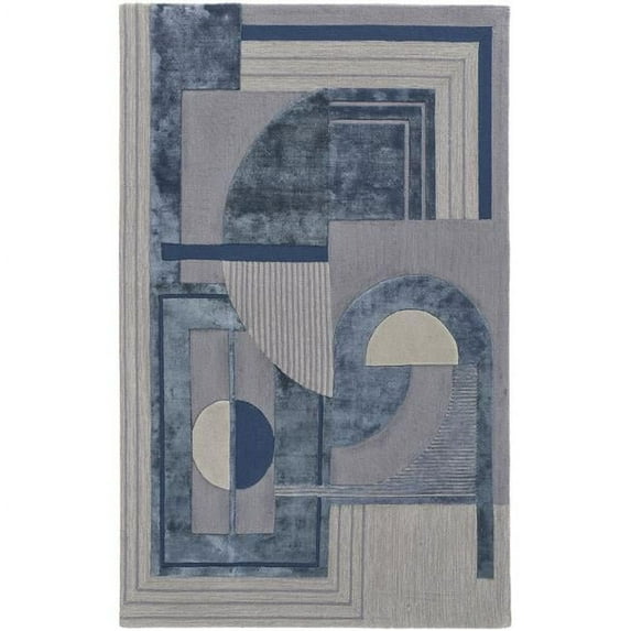 HomeRoots 515325 4 x 6 ft. Blue Ivory & Gray Wool Striped Hand Tufted Handmade Rectangle Area Rug