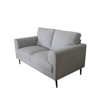HomeRoots 515733 35 x 61 x 35 in. Light Gray 100 Percent Linen & Black Standard Love Seat