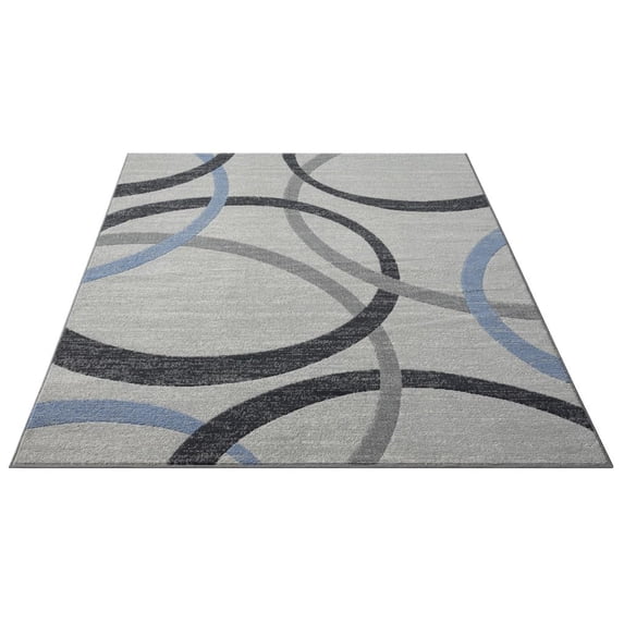 HomeRoots 515941 8 x 10 ft. Blue Geometric Rectangle Area Rug