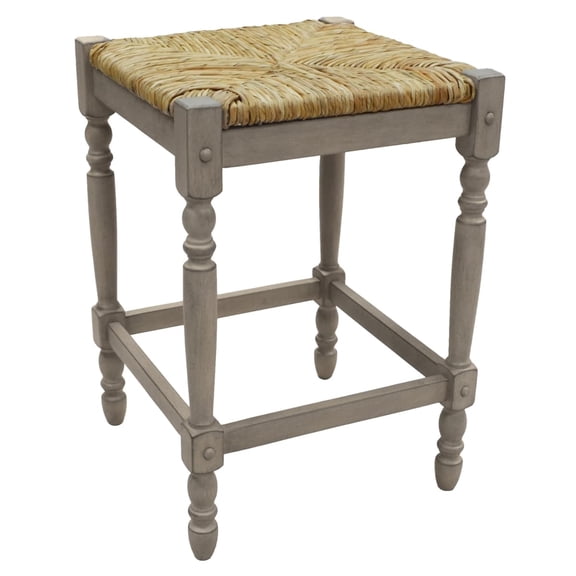 HomeRoots 516142 24 x 16.5 x 16.5 in. Natural & Gray Backless Counter Height Bar Chair with Footrest