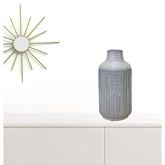 HomeRoots 516224 12.25 in. Terracotta Beige Round Table Vase